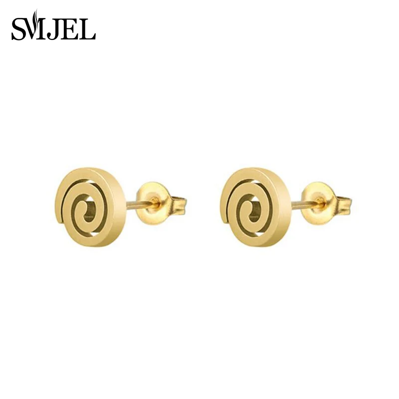 Женские вихревые серьги SMJEL из нержавеющей стали маленькие черные с