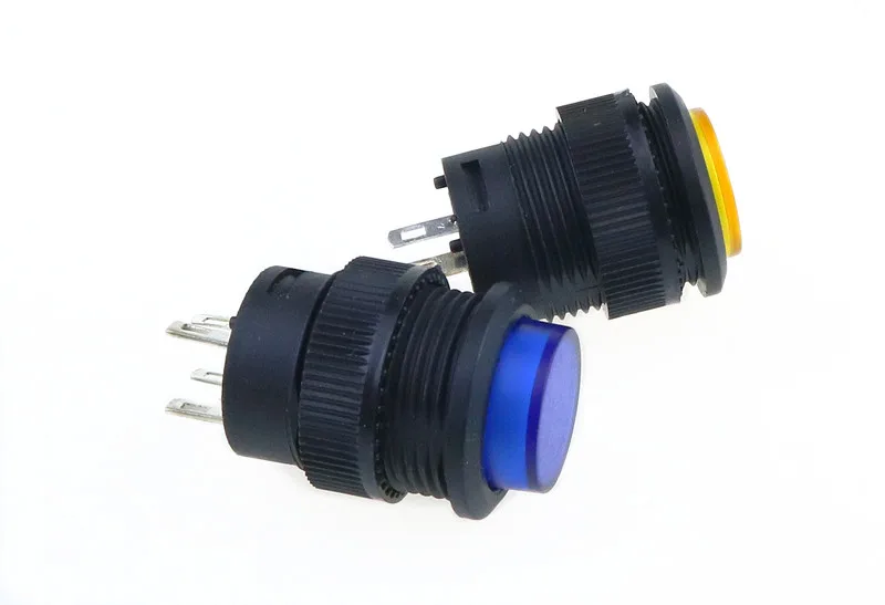 5 шт. Кнопка сброса переключатель светильник 16 мм 3a 250VAC 4 Pin R16 503/BD|lighted light switch|light