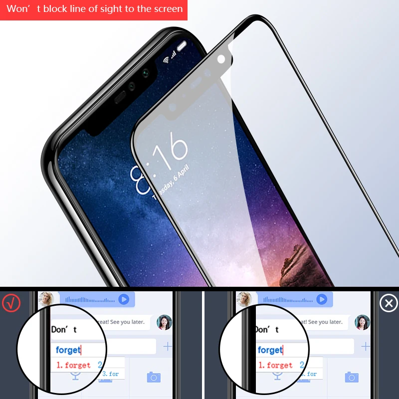 Изогнутое стекло CHYI для Xiaomi Redmi Note 6 Pro защита экрана 26 дюйма полное клеевое
