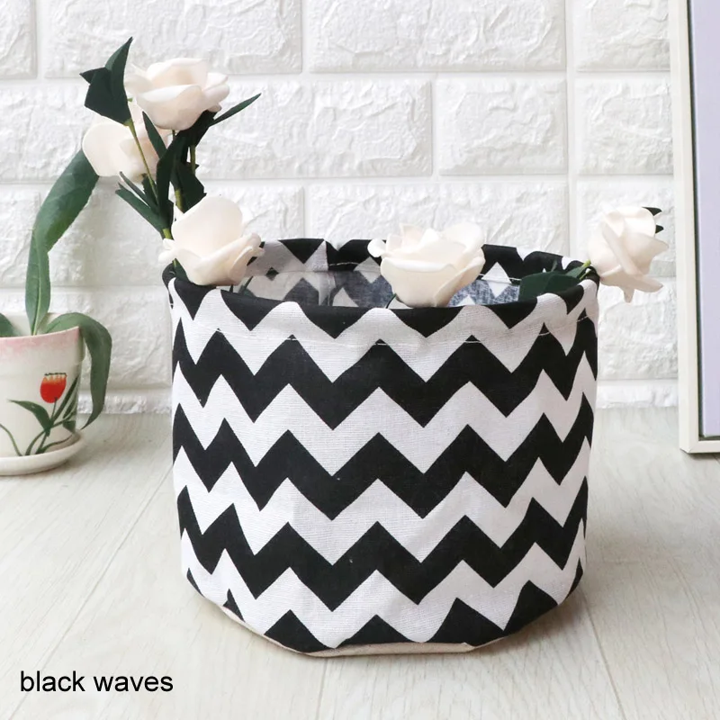 black waves Грязная одежда мешок для мелочей хлопок белье корзина для хранения корзина для белья корзина для хранения игрушек бытовой баррель - Цвет: black waves