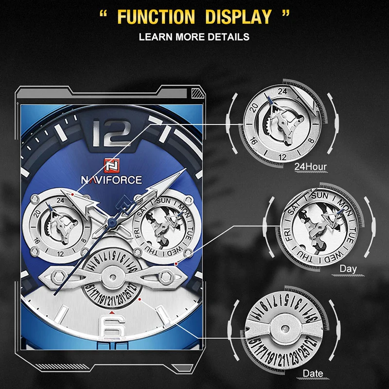NAVIFORCE Luxury Brand Men Watch Sports Quartz Men’s Wrist Watches Leather Waterproof Male Clock Date Analog Relogio Masculino