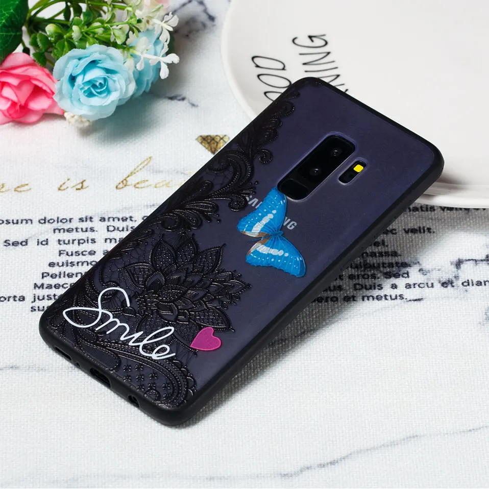 Пикантные цветочный чехол для телефона Samsung S7 note 8 9 черная крышка корпуса край Coque