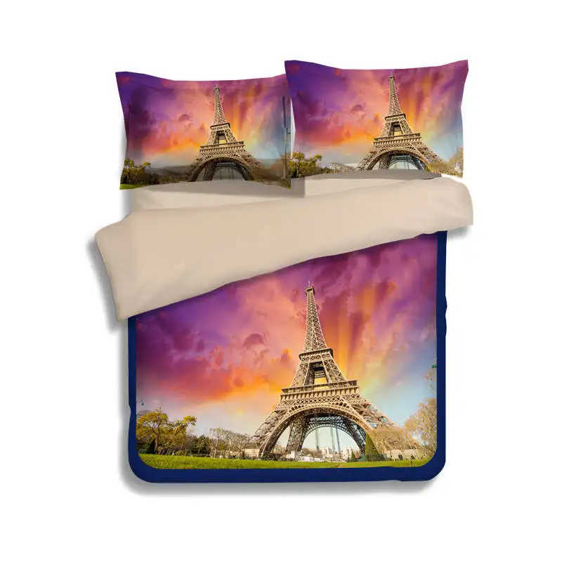 3 шт. Комплект постельного белья с принтом Эйфелевой башни | Дом и сад