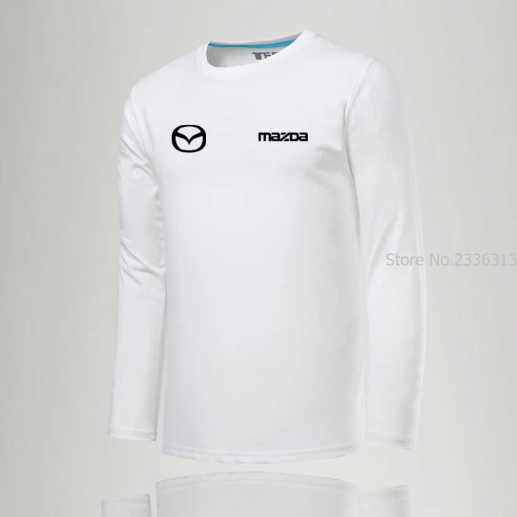 Новая модная однотонная мужская футболка Mazda с круглым вырезом повседневная
