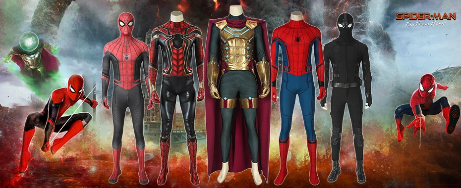 Marvel Человек-паук: вдали от дома Человек-паук Костюм Питер Паркер Человек-паук Косплей Взрослый Хэллоуин Карнавал боди Zentai мужской