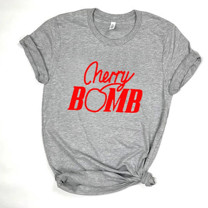 Новое поступление модная одежда футболки с принтом вишня бомба Красная Футболка