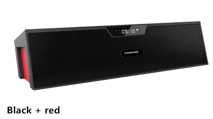 Black red SDY-019 настольная сигнализация беспроводной Bluetooth динамик FM радио 10 Вт портативный стерео сабвуфер HiFi динамик s SD карта Открытый плеер - Цвет: Black red