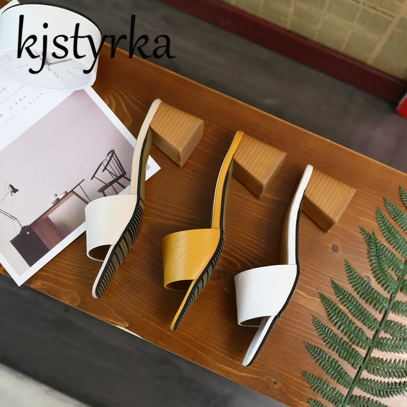 Kjsstyrka Consize/летние женские шлепанцы 2018 повседневные однотонные босоножки на