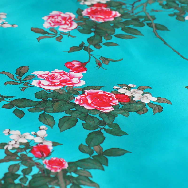 

Super beautiful new silk stretch satin fabric 19 mm digital inkjet silk fabric cheongsam clothing wholesale silk cloth