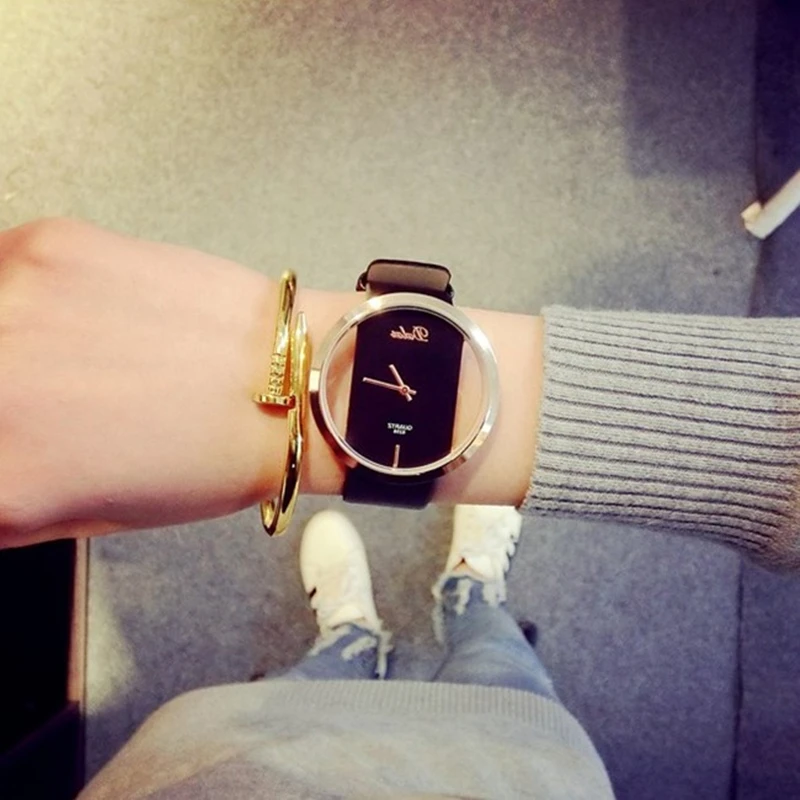 

New Fashion 2021 Creative Watches Women Men Quartz Leather Watch Unique Dial Design Lovers' Watch Wristwatches horloges vrouwen