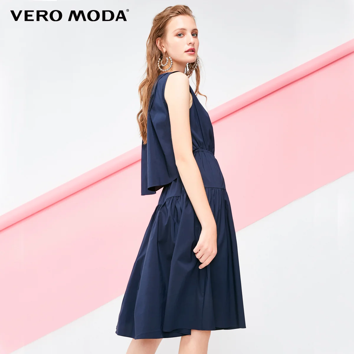 Vero Moda женские декоративные шнурок без рукавов трапециевидной формы миди платье чистый платье | 31837A512
