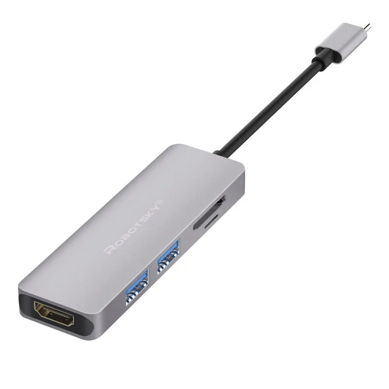 Robotsky 3 в 1 type C конвертер кабель Мужской к HDMI+ USB 3,0+ SD/TF Кабель-адаптер для Macbook huawei Matebook samsung Xiaomi