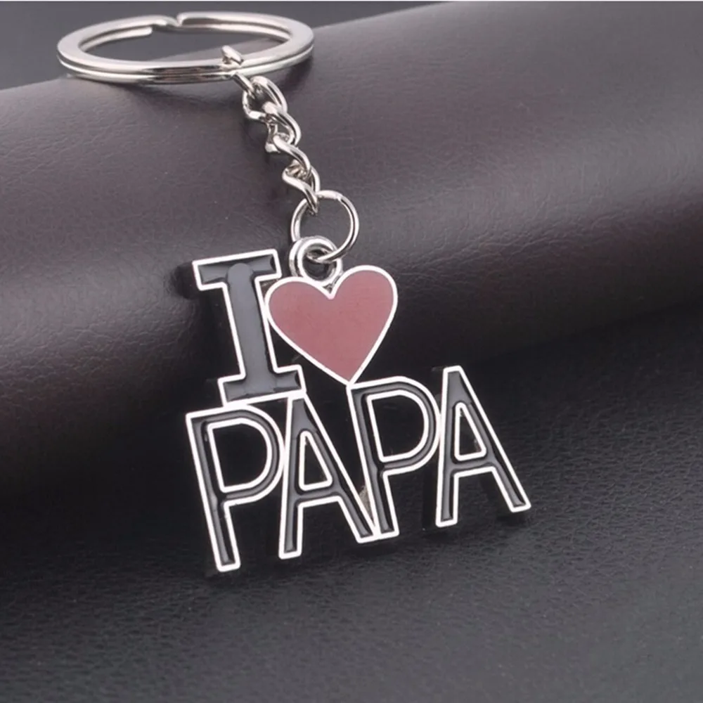 Популярные Модные металлические брелки с надписью I LOVE MOM PAPA сувенирные