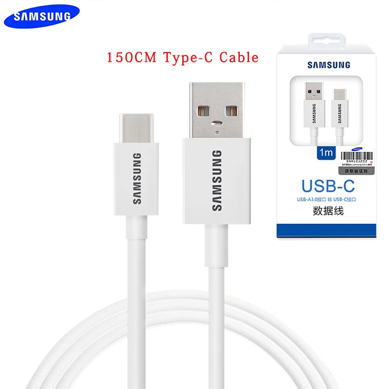 Кабель samsung TYPE-C, 1,5 м, usb 3,1, быстрая зарядка, линия передачи данных для samsung Galaxy S8, S9, S10 plus, Note 8, 9, 10, A3/A5/A7