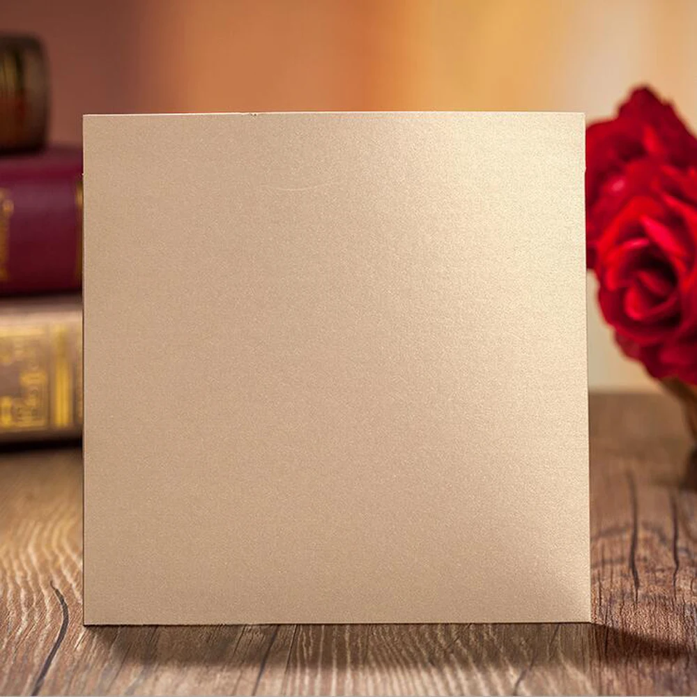 1 шт. пример Золотой лазерная резка роскошные свадебные Пригласительных билетов