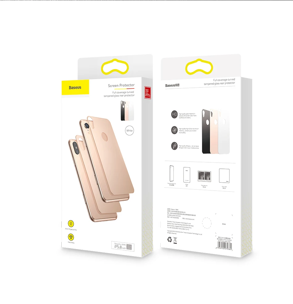 Защитная пленка Baseus на заднюю панель из закаленного стекла для iPhone Xs Max, защитная пленка на заднюю часть для iPhone Xs