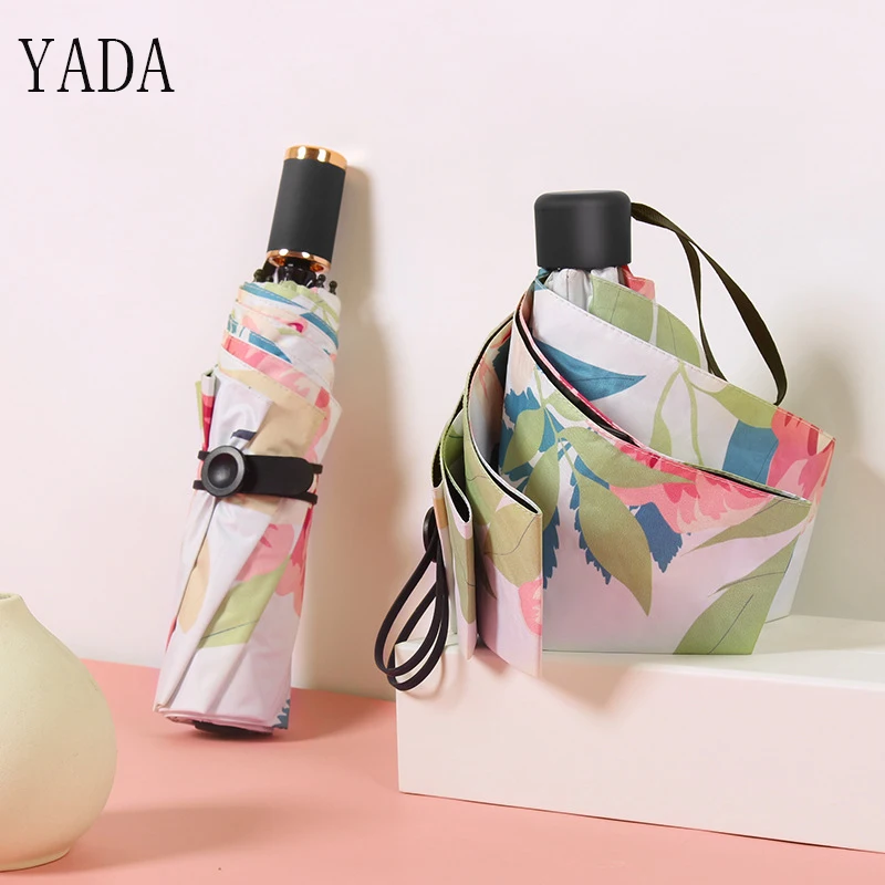 

YADA High Quality Flowers Birds Charms Folding Umbrella Rain Women Uv MINI Umbrella For Womens Brand Windproof Umbrellas YS193