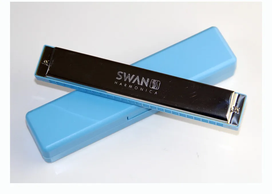 Swan 24 Отверстия октавы настроенный гармоника, металлическая гармоника, Ключ C с Case тремоло синий