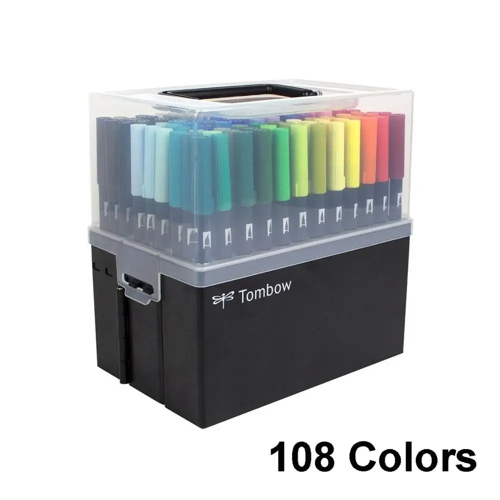 108 Colors TOMBOW ABT кисть двойные акварельные ручки 108 цветов двойная головка художественные маркеры мягкий наконечник Рисование эскиз живопись - Цвет: 108 Colors