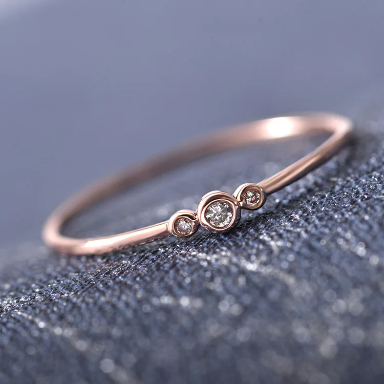 Triple Little Bling Zirconia Thin Band Simple Style Women Rose Golden Silver Plated Rings 5 Sizes | Украшения и аксессуары