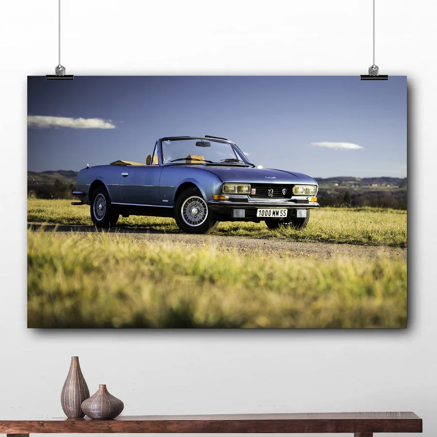 Peugeot 504 v6 convertible vintage Car Printed Wall Art Canvas Poster Painting for Room Decor | Дом и сад