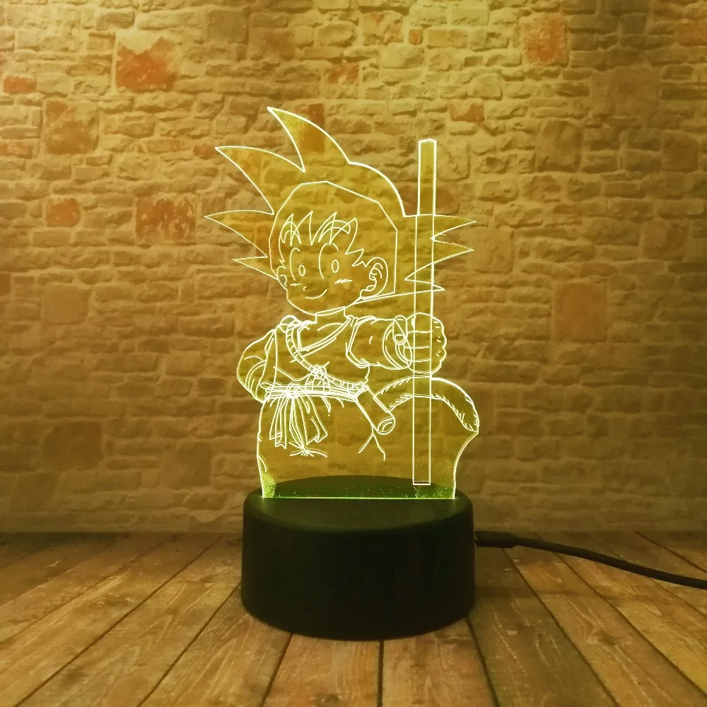 Dragon Ball Legends Супер Saiyan Goku фигурки 3D настольная лампа 7 цветов ночной Светильник для мальчиков подарки для детей