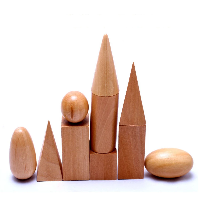 

10pcs/set Montessori Materials Kid Educational Wooden Geometry Puzzles Building Blocks Function Wood Toy For Preschool Children