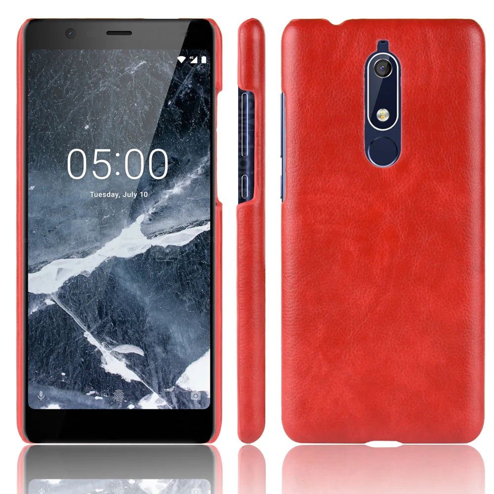 Lichee Pattern Mobile Phone Case For nokia5.1 uxury PU Leather Hard Plastic Back Cover Fundas |