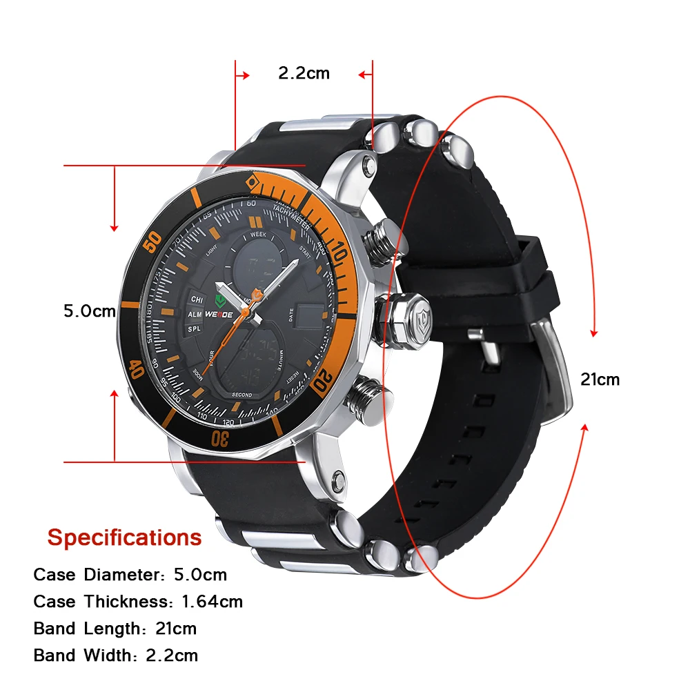 WEIDE мужские часы роскошные новые Кварцевые Relogio цифровые lcd военные Аналоговые