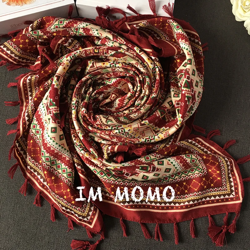 Новый Этнический стиль брендовая квадратная кисточка хлопковый шарф хиджаб шаль