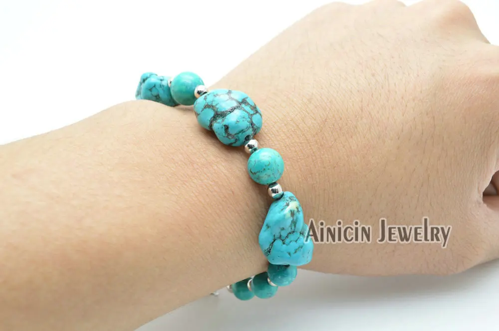10 шт. бусины с сине зеленым камнем Бесплатная форма браслеты цепи застежка