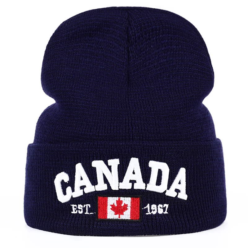

TUNICA New Autumn Winter Knitted hats for men Women Canada Letter embroidery Cotton Caps Autumn hat Casual Boy cap Men Hats