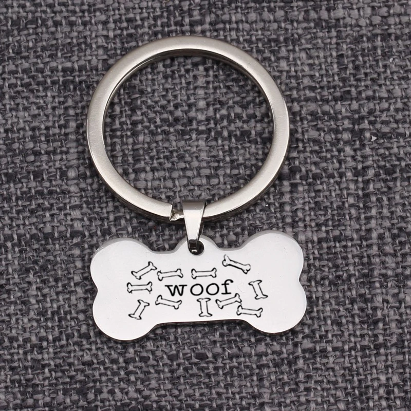Dog Lover Present Mirror Surface Bone Shape Keychain ID Keyring Stamped Bons Woof Creative 2019 Hot Sale Key Holders Jewelry | Украшения и