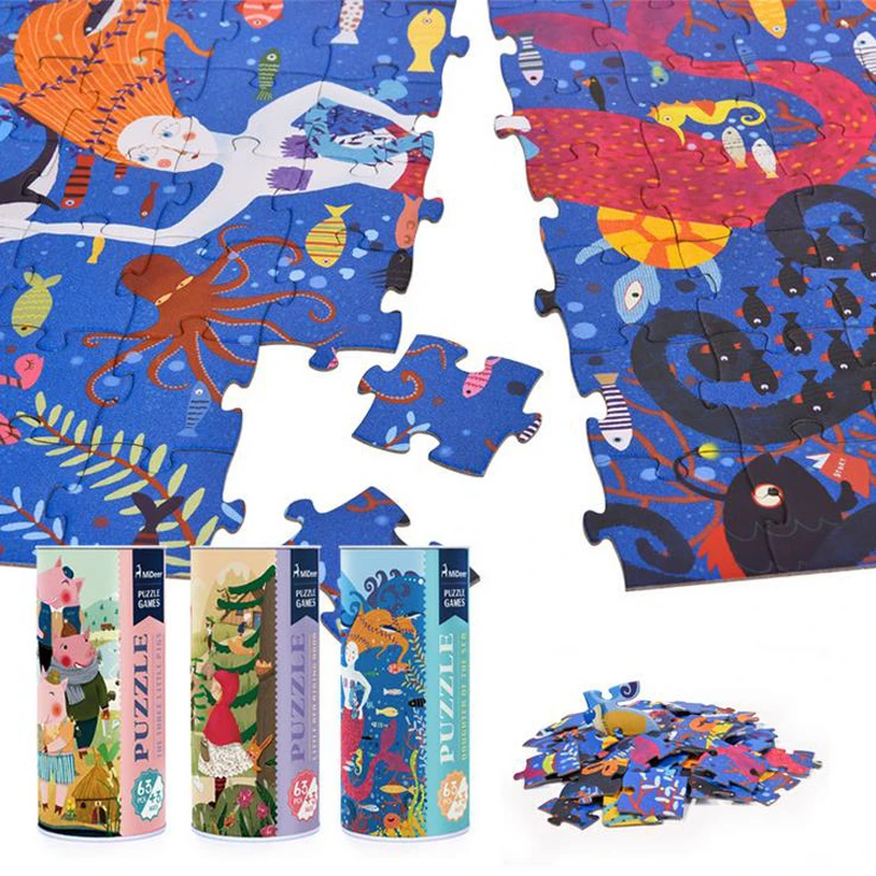 63 шт. Дети Puzzle образования Игрушечные лошадки Андерсен сказки дерево