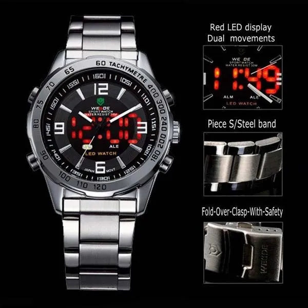 Новые мужские часы роскошного бренда Weide полностью Стальные кварцевые