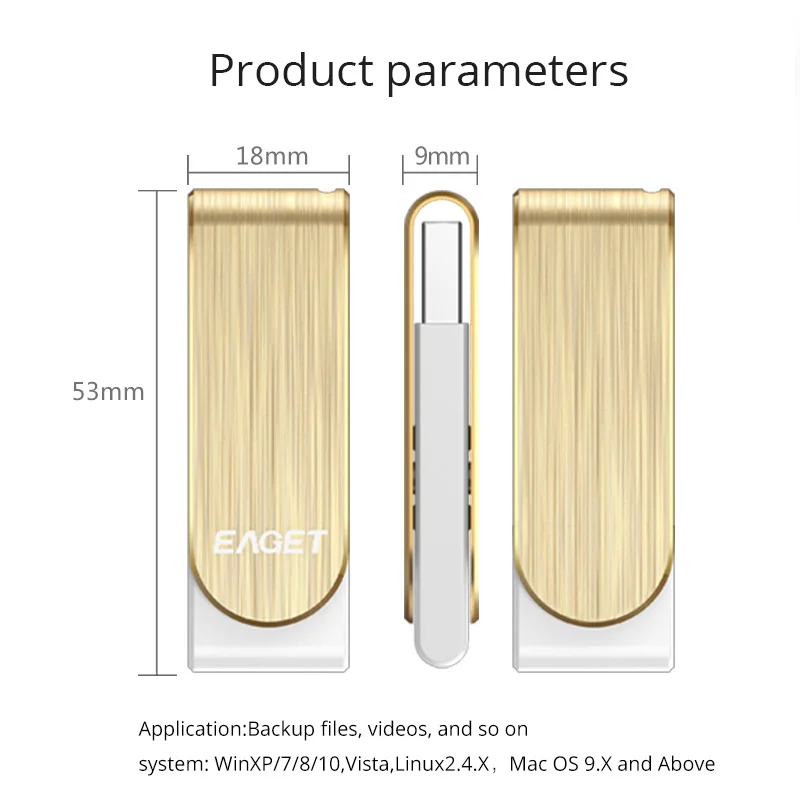 Eaget USB 3.0 Flash Drive 32 ГБ металл памяти флешки 16 64 256 cle Водонепроницаемый флэш диск для