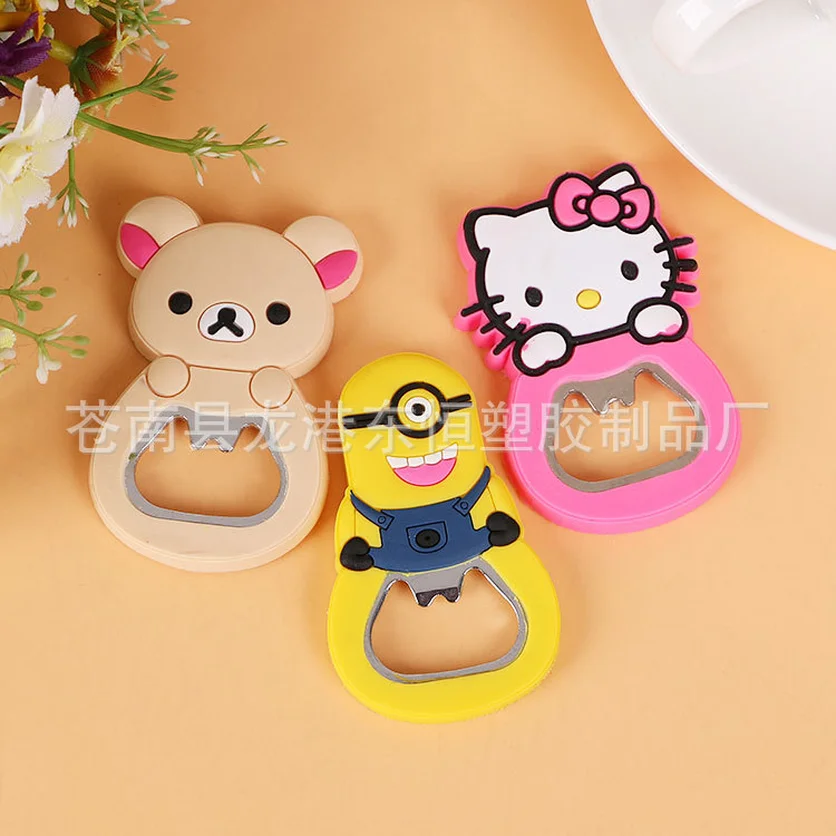 100pcs Creative Cartoon Multifunction Silicone Stainless Steel Bottle Opener Beer Fridge Openers Kitchen Tools Drop Shipping | Дом и сад
