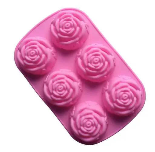 1 piece 6 rose flower silicone cake mold Ice cream Chocolate molds soap 3D cupcake bakeware baking dish pan | Дом и сад