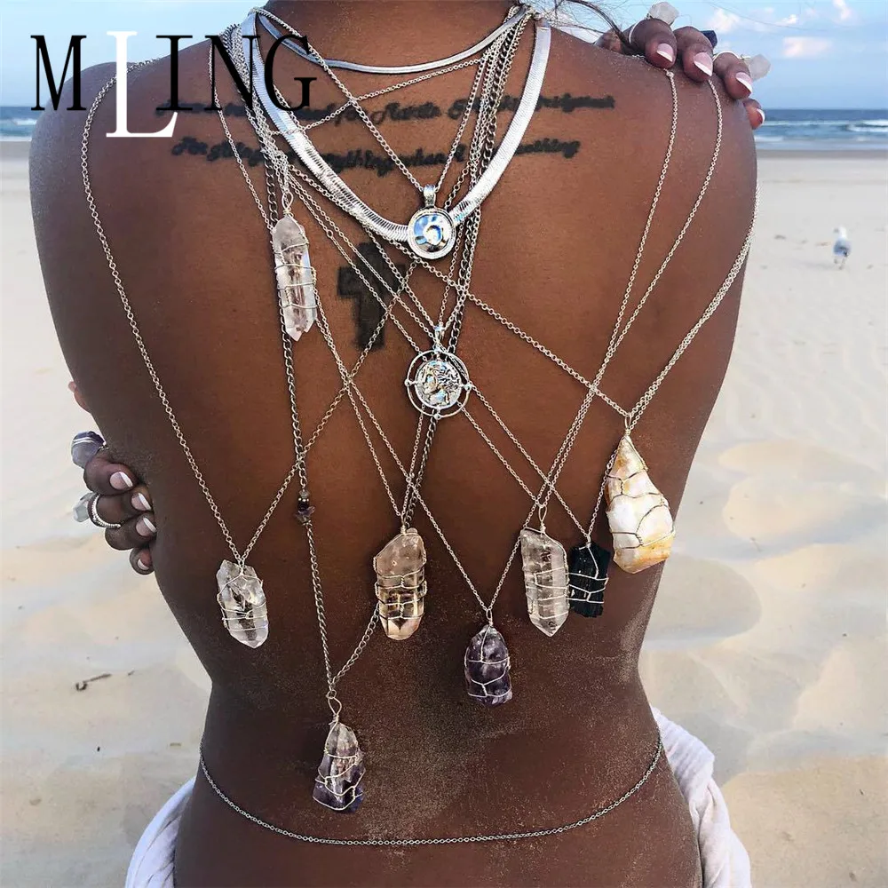 MLING новейшее ожерелье с кулоном из натурального камня ручной работы медная
