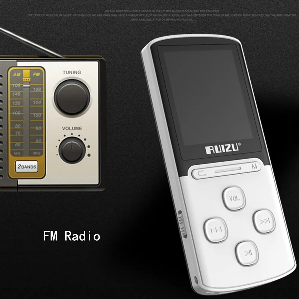 Музыкальный плеер ruidu X11, MP3, Hi-Fi, 1,8 дюймов, 8G, 16G, высокое качество, без потерь, звукозапись, FM радио, спортивный, 64 ГБ, Micro SD карта