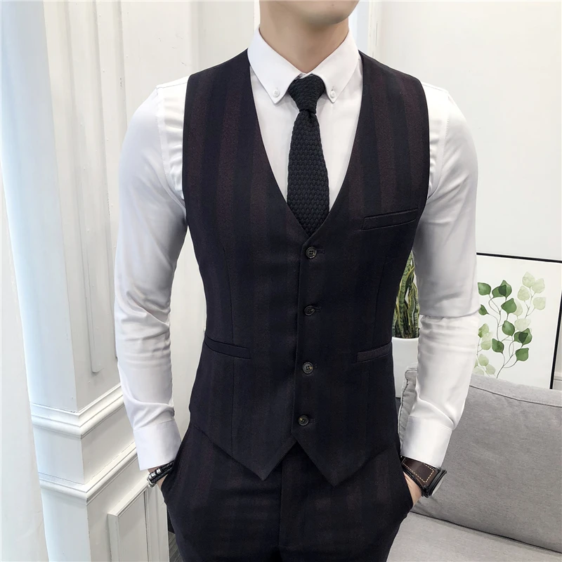 2019 классический мужской полосатый костюм жилет азиатского размера 3XL