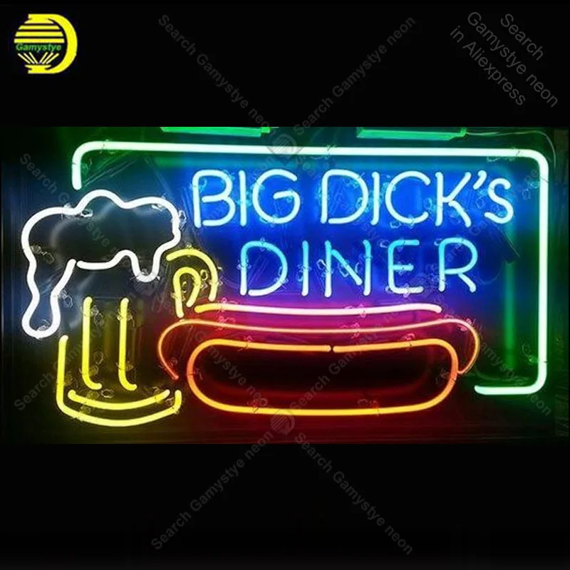 

Big Dick Diner NEON SIGN Hot dog REAL GLASS BEER BAR PUB LIGHT SIGN STORE DISPLAY Hotel Club ADVERTISING LIGHTS Art Decor lamp