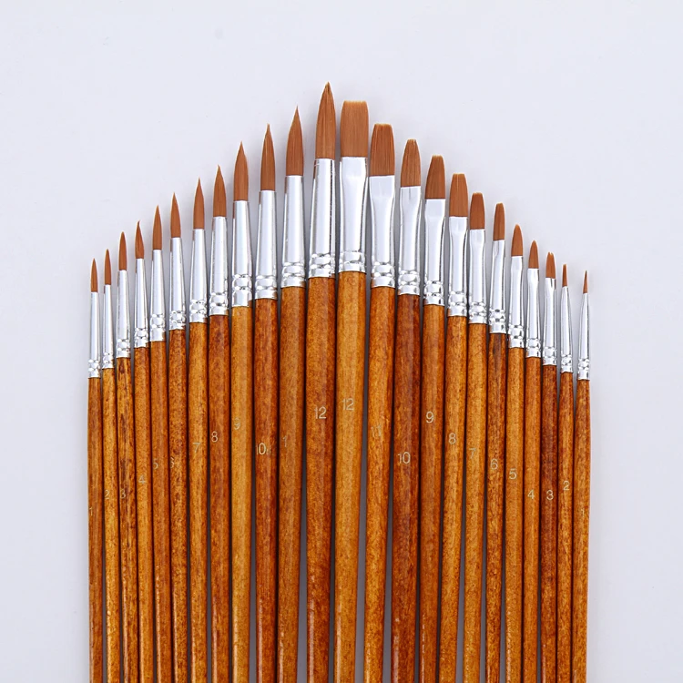 24 шт нейлоновые волосы деревянная ручка для рисования кисти художника Набор
