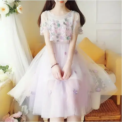 2019 Новое поступление Летнее Для женщин платья вышивка Цветочный принт с