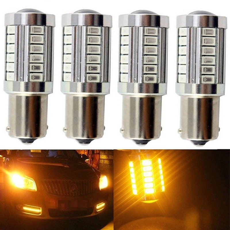 

4pcs/set Amber BA15S P21W 1156 33LED Car Tail Turn Reverse Signal Light Bulb