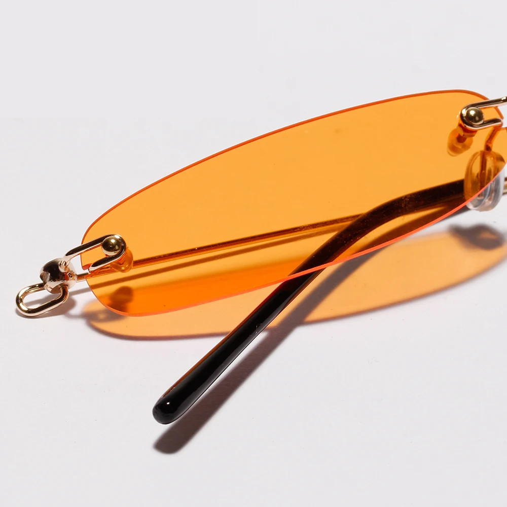 Peekaboo Rimless Tiny Narrow Rectangle Sunglasses 2019 | Candy Color Thin Sun Glasses for Men and Women | Clear Lens UV400 image 5