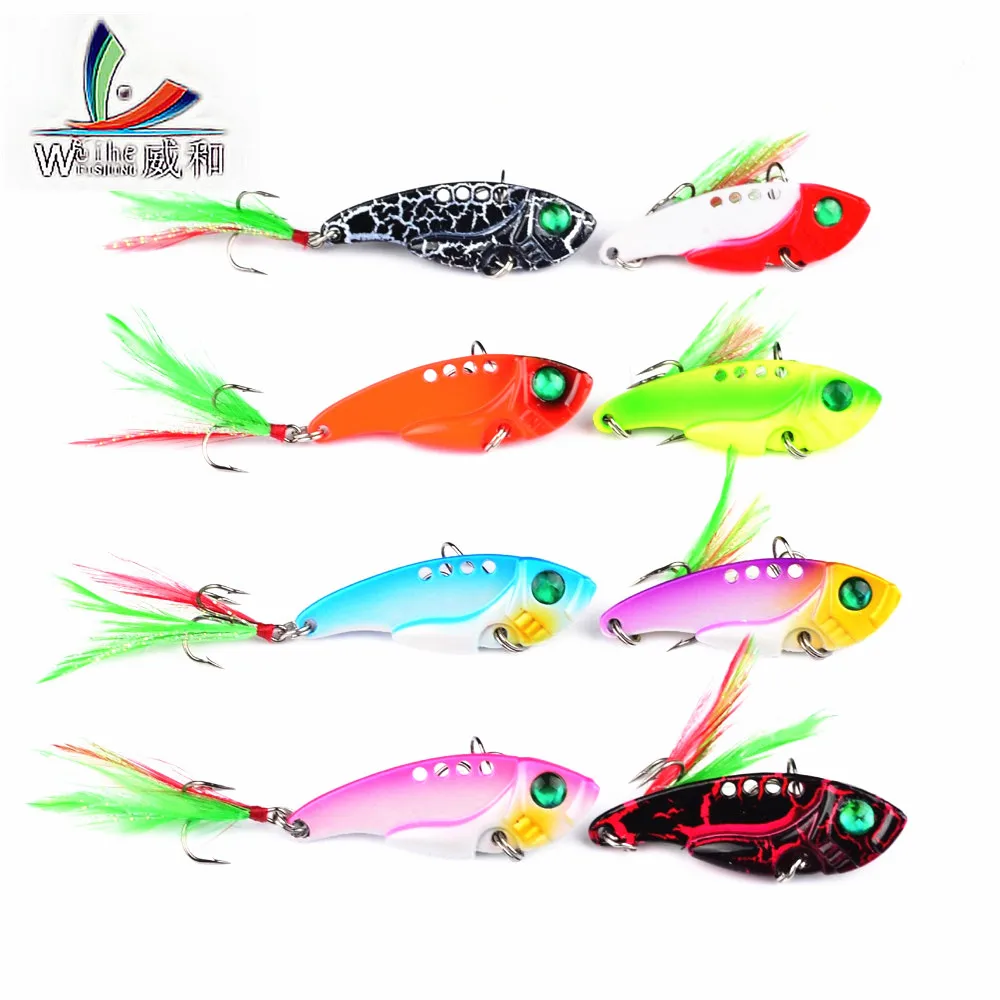 1PCS 11G 5.5CM Artificial bait metal sequins VIB lures 8 color green 3D eyes fishing | Спорт и развлечения