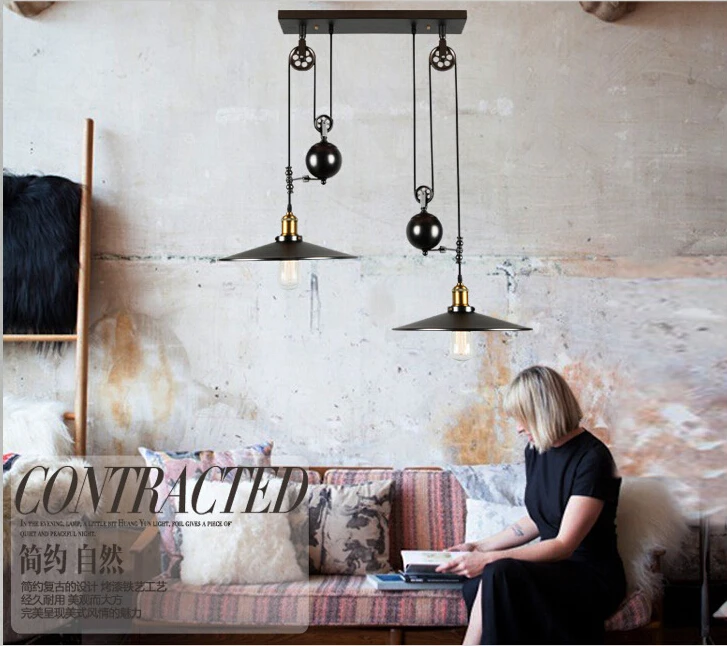 Скандинавские промышленные подвесные светильники RH чердак шкив Регулируемый