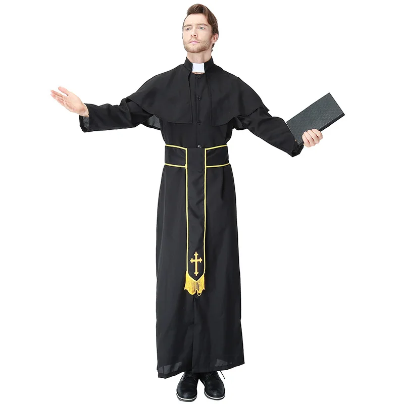 Easter Purim Halloween Costume for Men Father Priest Bishop Costumes Christian Pastor Clergyman Cosplay | Тематическая одежда и