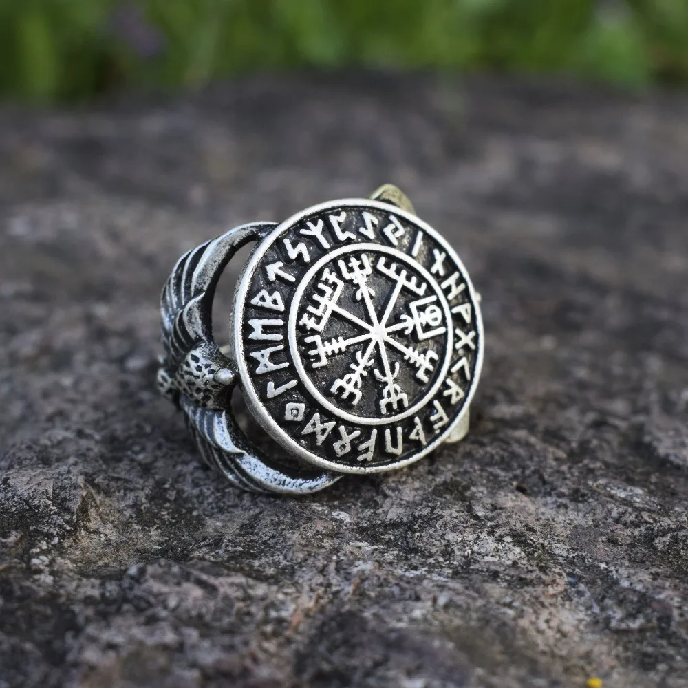 _ Мужской стиль Runic Compass кольцо викингов Jewelry Sanlan|Кольца| |